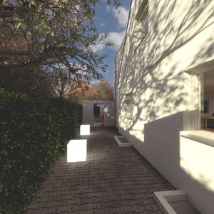 Architektur Idee - Garten Perspektive Seitenbereich