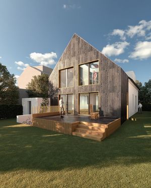 Anbau Haus S Pulheim - Satteldach mit dunkler Holzverschalung