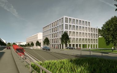 3d Visualisierung Büro - Entwurfsüberarbeitung V2 - Straßenseite