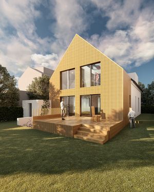 Anbau Haus S Pulheim - Satteldach mit heller Holzverschalung