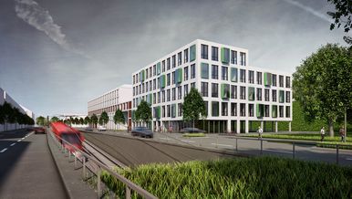 3d Visualisierung Büro - Straßenseite