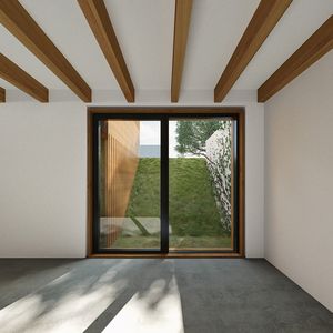 Anbau Haus S Pulheim - Innenperspektive Untergeschoss mit Blick auf den Garten