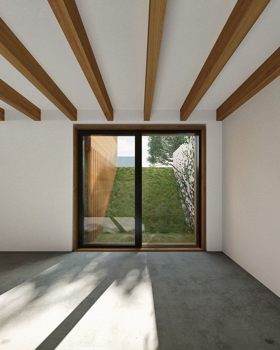 Anbau Haus S Pulheim - Innenperspektive Untergeschoss mit Blick auf den Garten